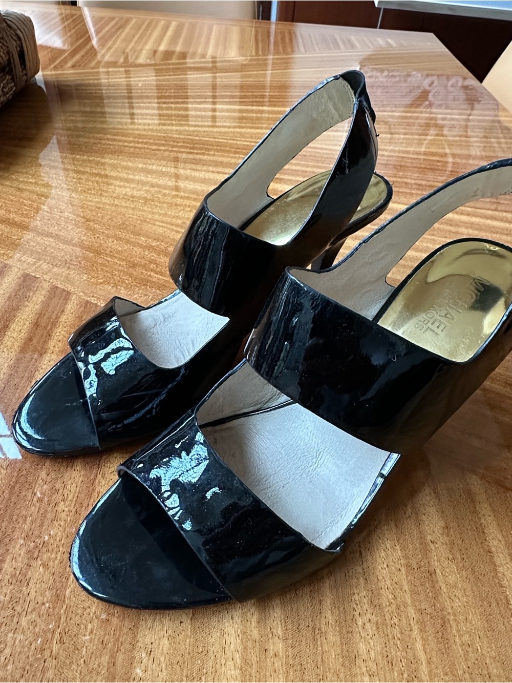 Michael Kors Black Leather heel Sandals